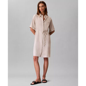 Calvin Klein Women's Tie-Waist Shirtdress Beige Size XL 17292